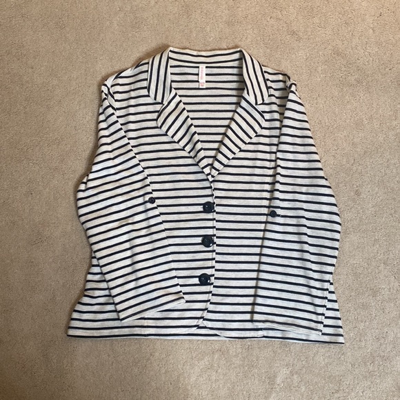 Cotton Striped Blazer Cardigan - Picture 6 of 7
